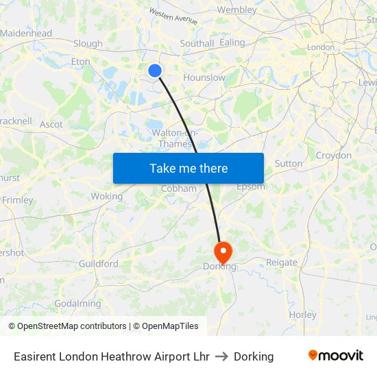 Easirent London Heathrow Airport Lhr to Dorking map