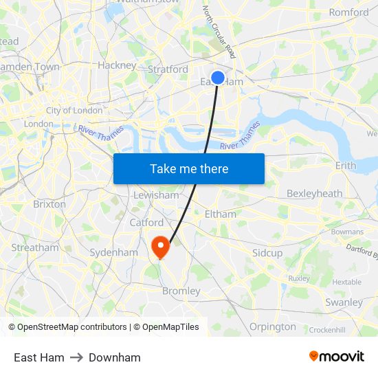 East Ham to Downham map