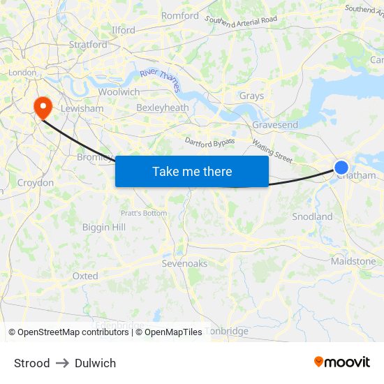 Strood to Dulwich map