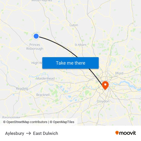 Aylesbury to East Dulwich map