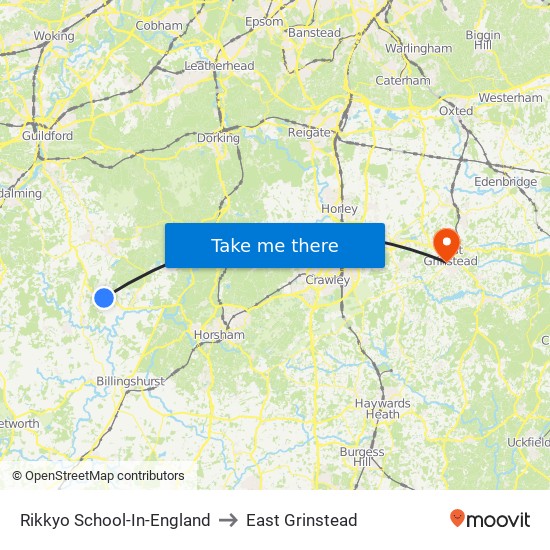 Rikkyo School-In-England to East Grinstead map