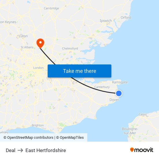 Deal to East Hertfordshire map