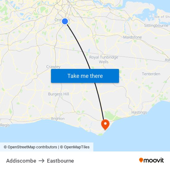 Addiscombe to Eastbourne map