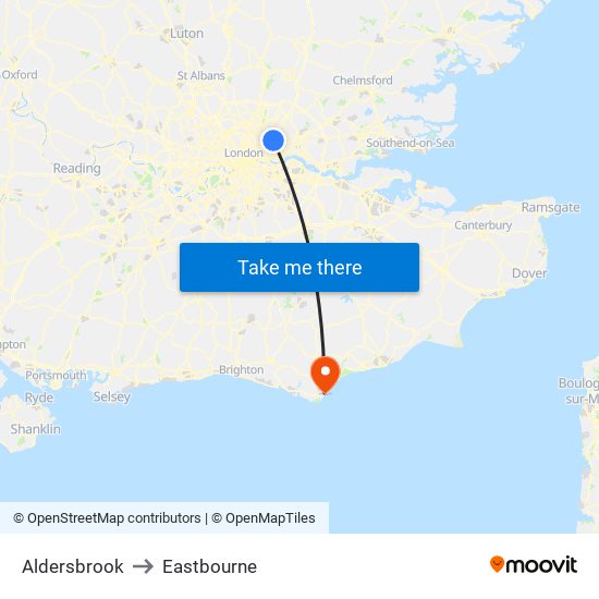 Aldersbrook to Eastbourne map