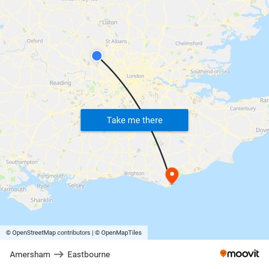 Amersham to Eastbourne map