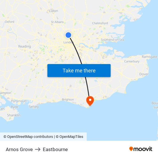 Arnos Grove to Eastbourne map