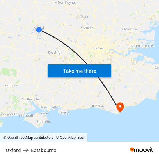 Oxford to Eastbourne map