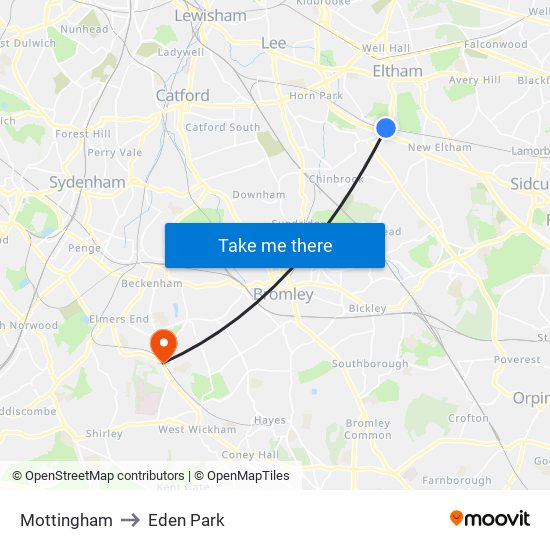 Mottingham to Eden Park map