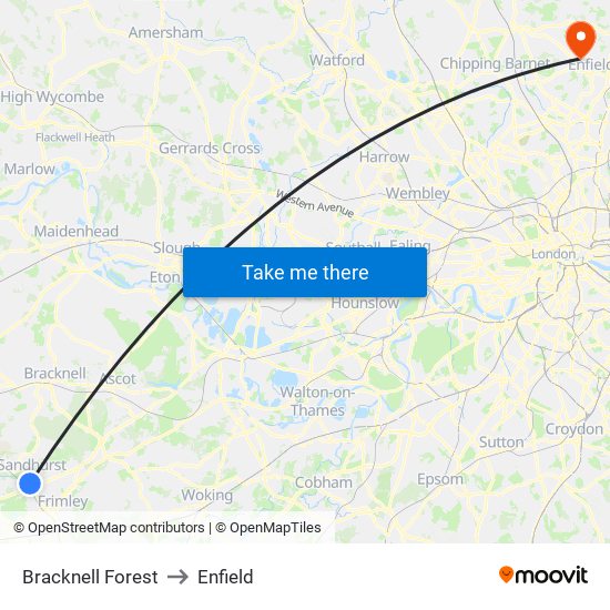 Bracknell Forest to Enfield map