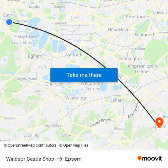 Windsor Castle Shop to Epsom map