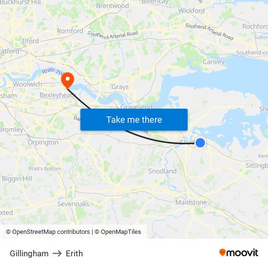 Gillingham to Erith map