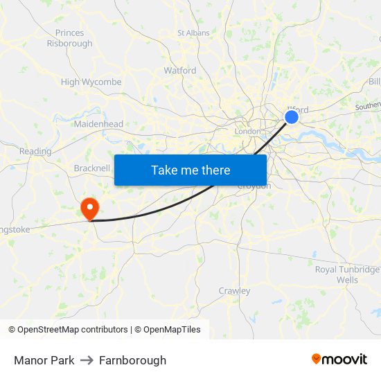 Manor Park to Farnborough map