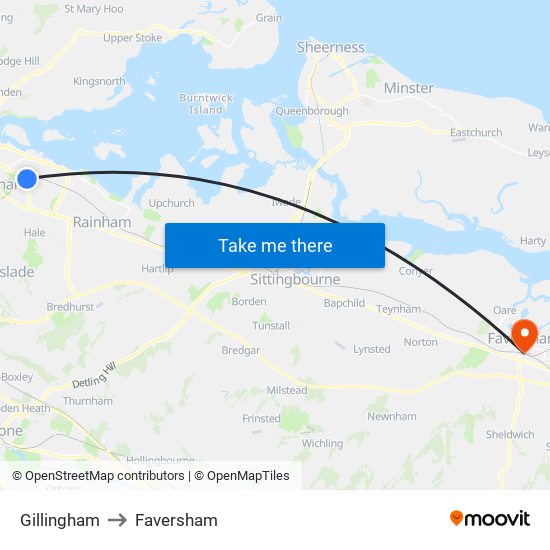 Gillingham to Faversham map