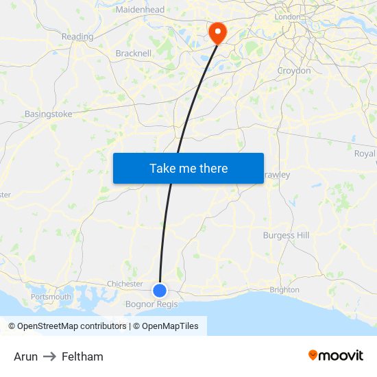 Arun to Feltham map