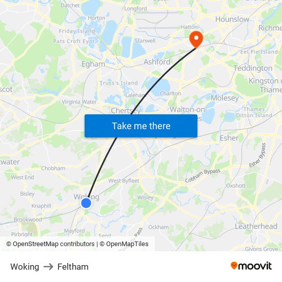 Woking to Feltham London with public transportation