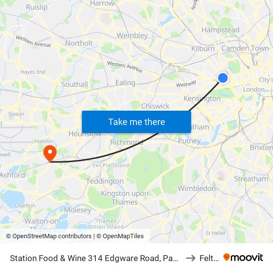 Station Food & Wine 314 Edgware Road, Paddington, London, W2   1dy to Feltham map