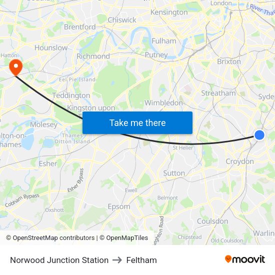 Norwood Junction Station To Feltham With Public Transportation