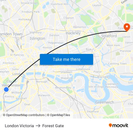 London Victoria to Forest Gate map