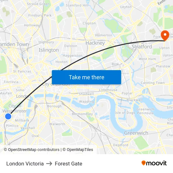 London Victoria to Forest Gate map