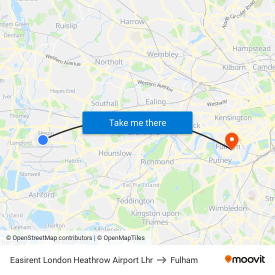 Easirent London Heathrow Airport Lhr to Fulham map