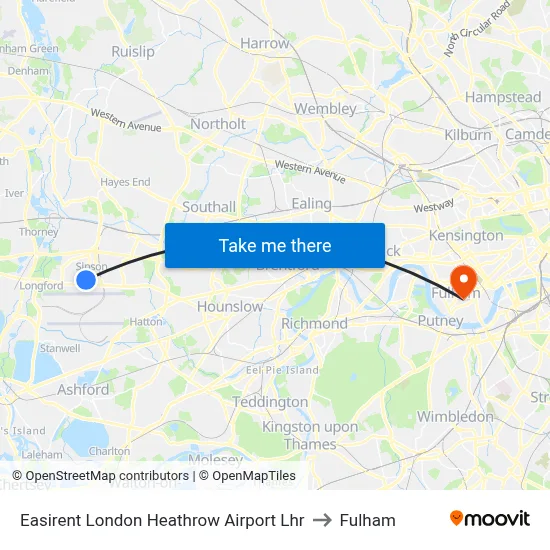 Easirent London Heathrow Airport Lhr to Fulham map