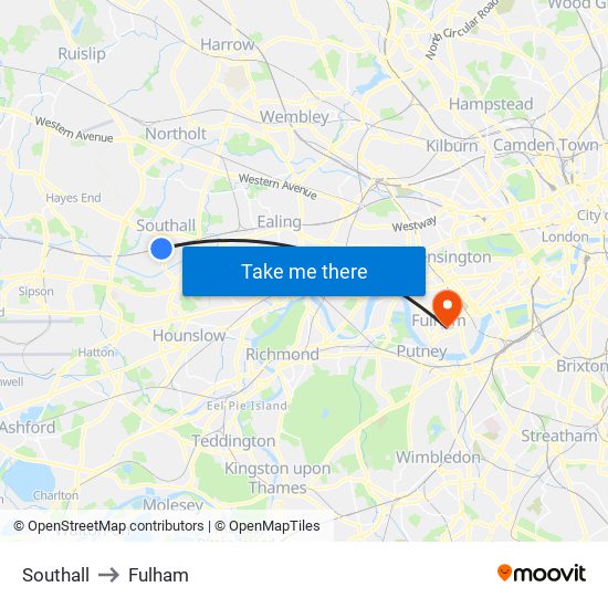 Southall to Fulham map