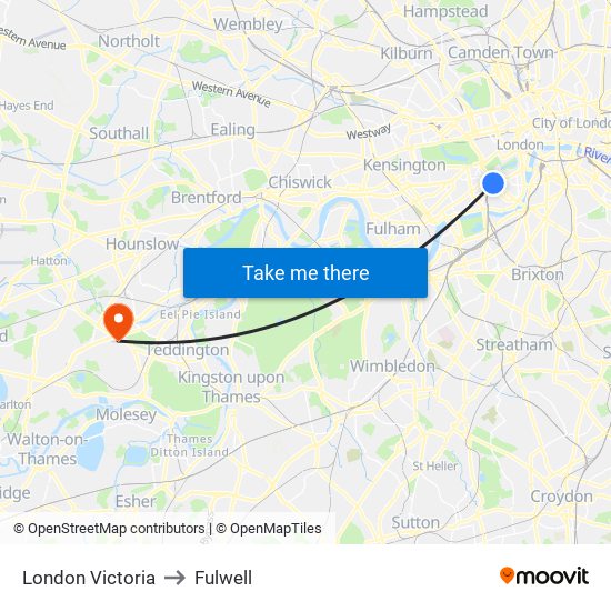 London Victoria to Fulwell map