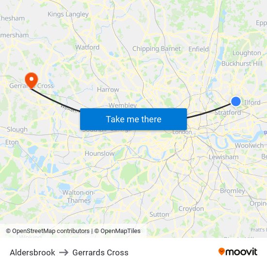 Aldersbrook to Gerrards Cross map