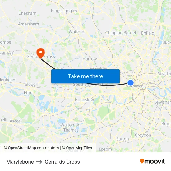 Marylebone to Gerrards Cross map