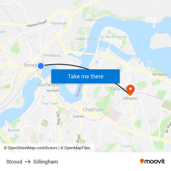 Strood to Gillingham map