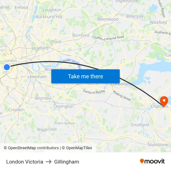 London Victoria to Gillingham map