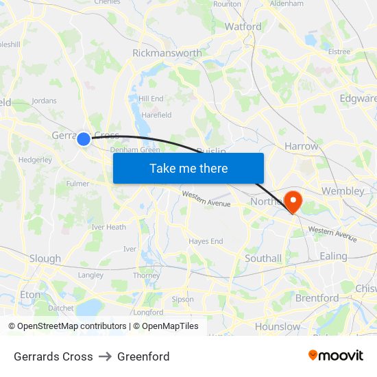 Gerrards Cross to Greenford map