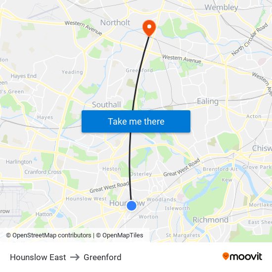 Hounslow East to Greenford map