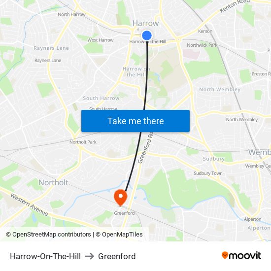 Harrow-On-The-Hill to Greenford map