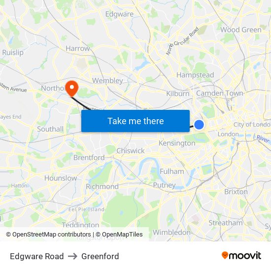 Edgware Road to Greenford map