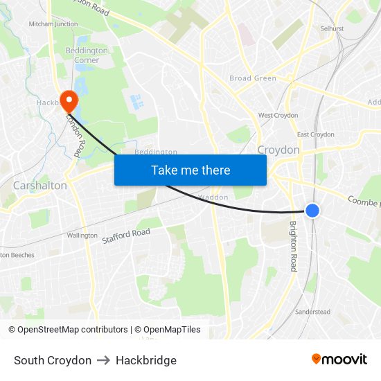 South Croydon to Hackbridge map