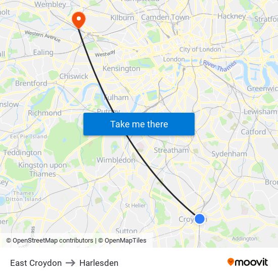East Croydon to Harlesden map