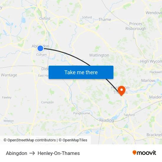 Abingdon to Henley-On-Thames map