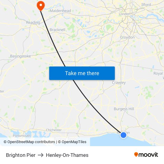 Brighton Pier to Henley-On-Thames map