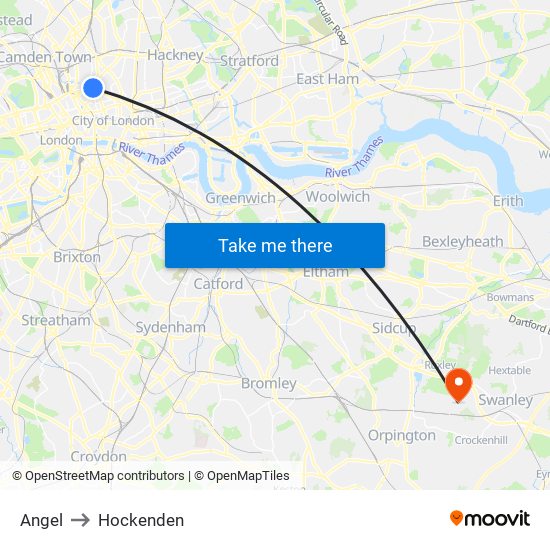 Angel to Hockenden map