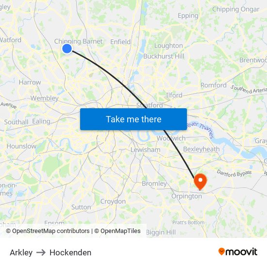 Arkley to Hockenden map