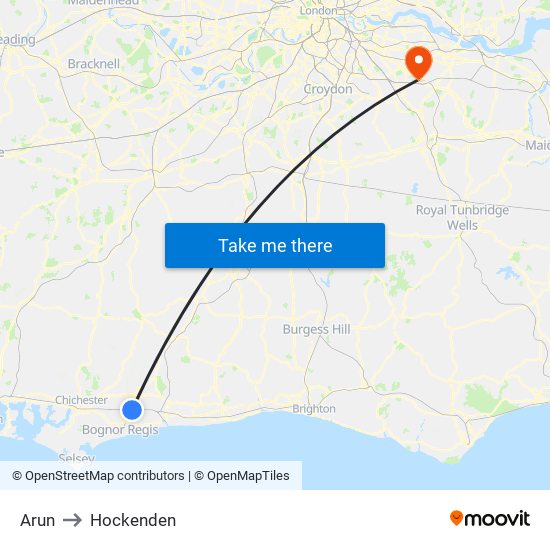 Arun to Hockenden map