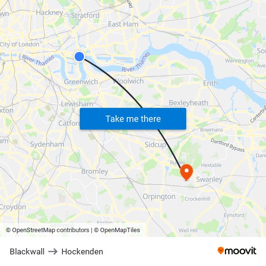 Blackwall to Hockenden map