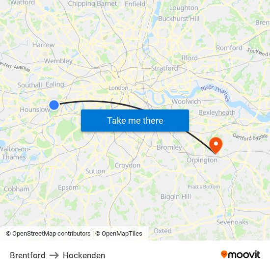 Brentford to Hockenden map