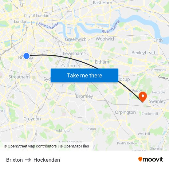Brixton to Hockenden map