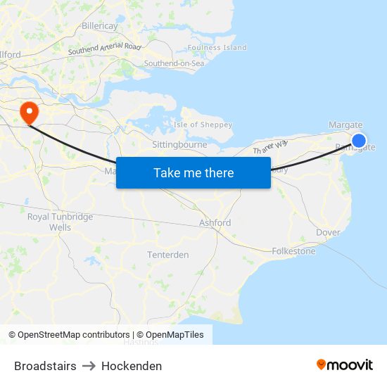 Broadstairs to Hockenden map