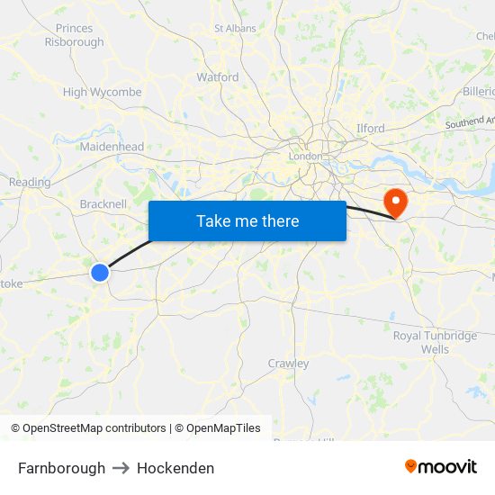 Farnborough to Hockenden map