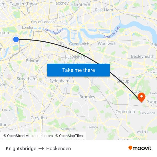 Knightsbridge to Hockenden map