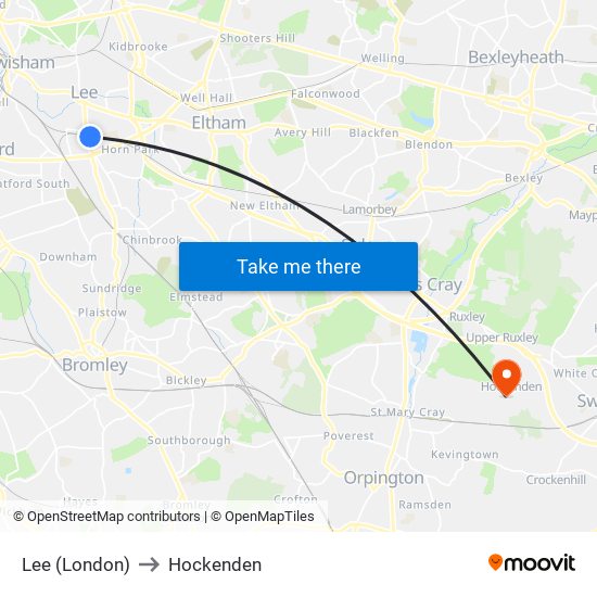 Lee (London) to Hockenden map