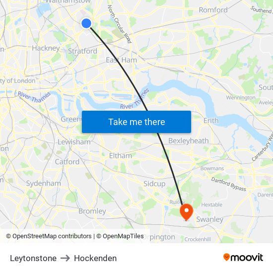 Leytonstone to Hockenden map